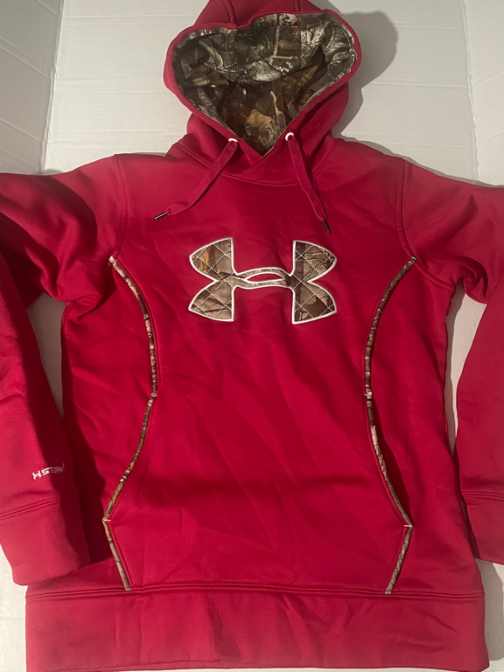 Under Armour Red Hoodie with Camo-Trim Logo NWOT